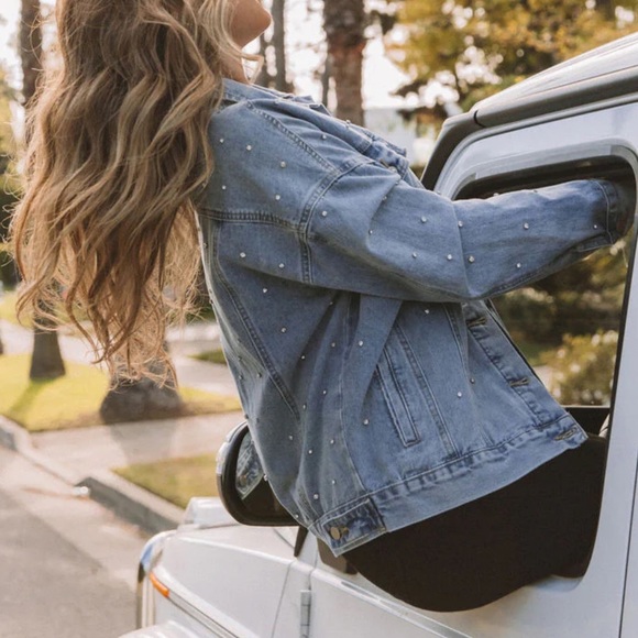 KEEP ON SHINING RHINESTONE EMBELLISHED DENIM JACKET - Picture 9 of 9